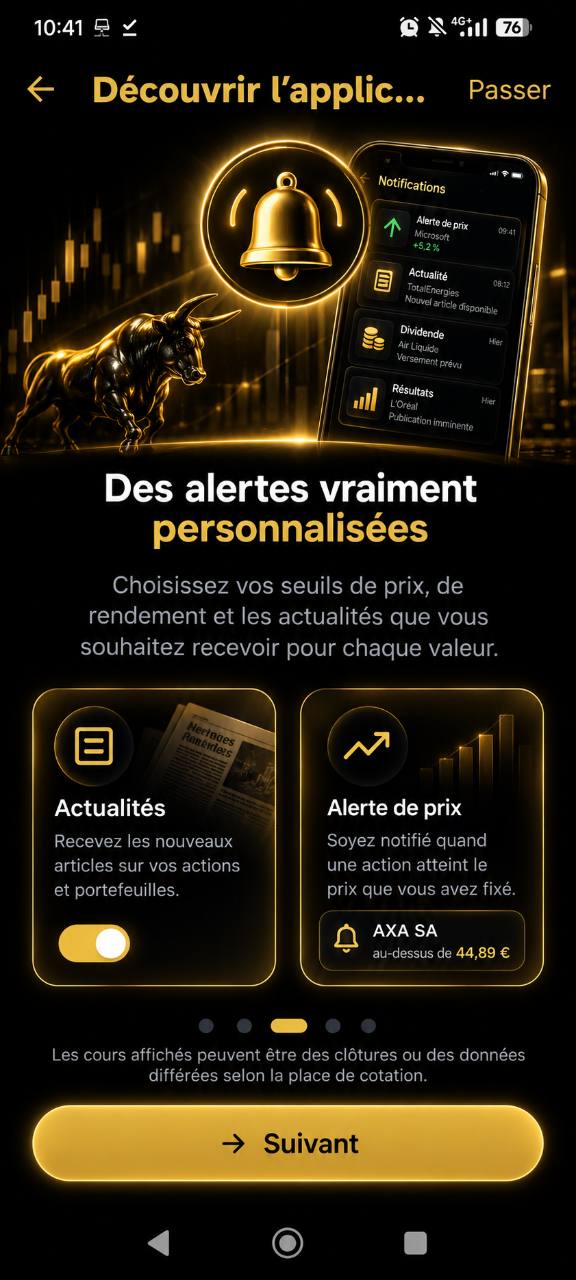 Alertes personnalisées de l'application