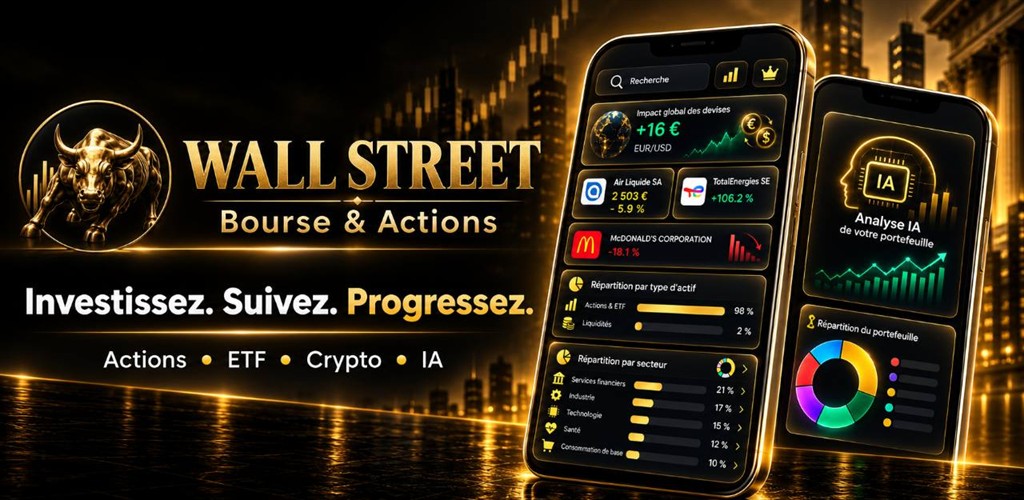 Aperçu de Wall Street : Bourse & Actions avec suivi de portefeuille et analyse IA